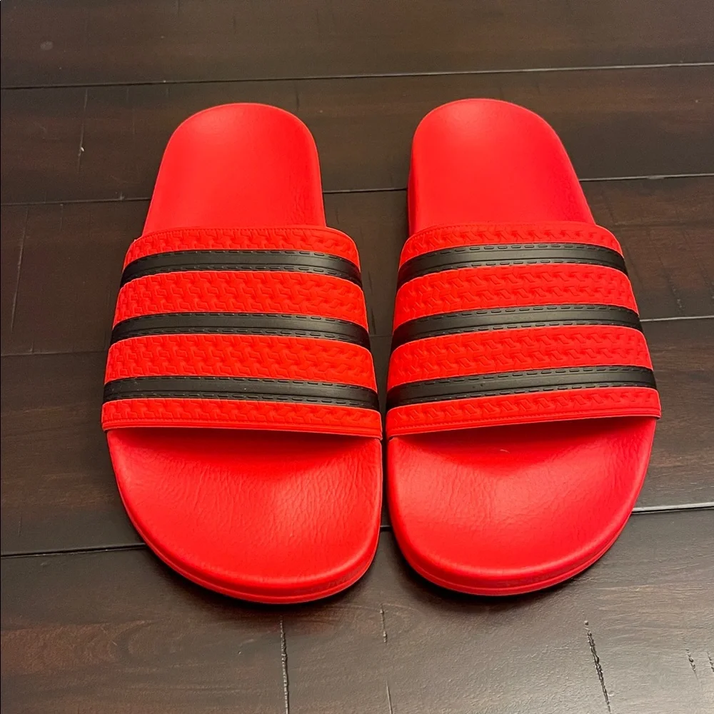 Adidas Adilette Slides Shoes Sandals JR3619 Made in Italy red Mens Size 11